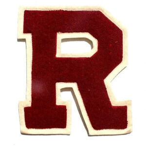 Vtg Large Varsity Letterman's Embroidered Cardigan Patch "R" Red & White